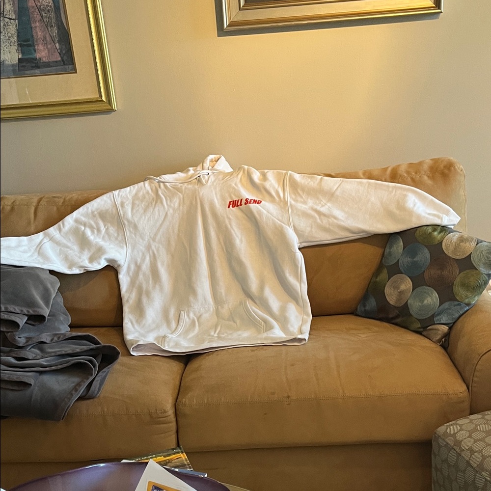Full Send White Hoodie with red lettering . Great shape